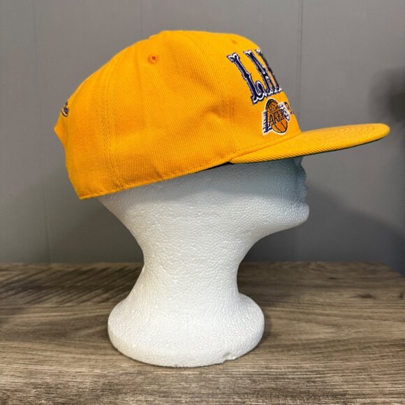 Mitchell & Ness Los Angeles Lakers Basketball Snapback Hat In Yellow Adjustable - Picture 3 of 6